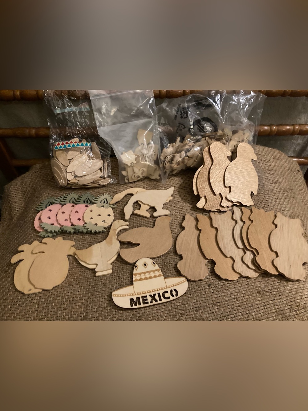 Bundle of wood cut outs
